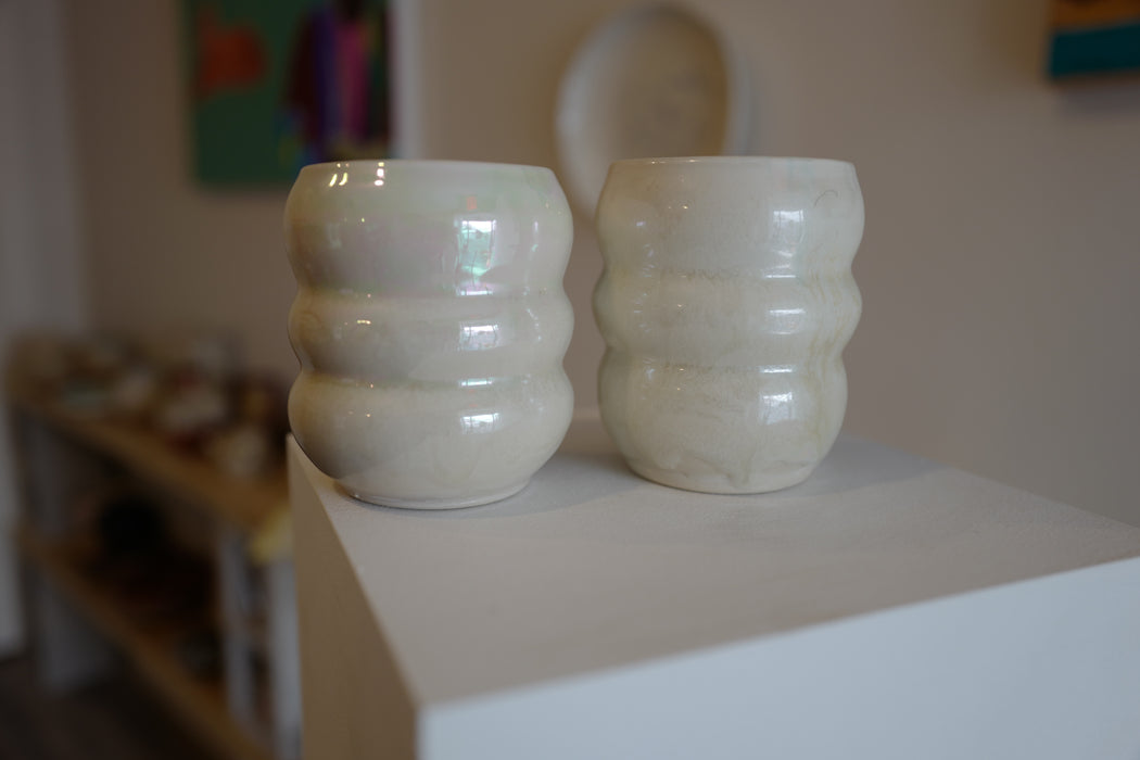 Mother or Pearl Porcelain Wine Tumblers, Turquoise.