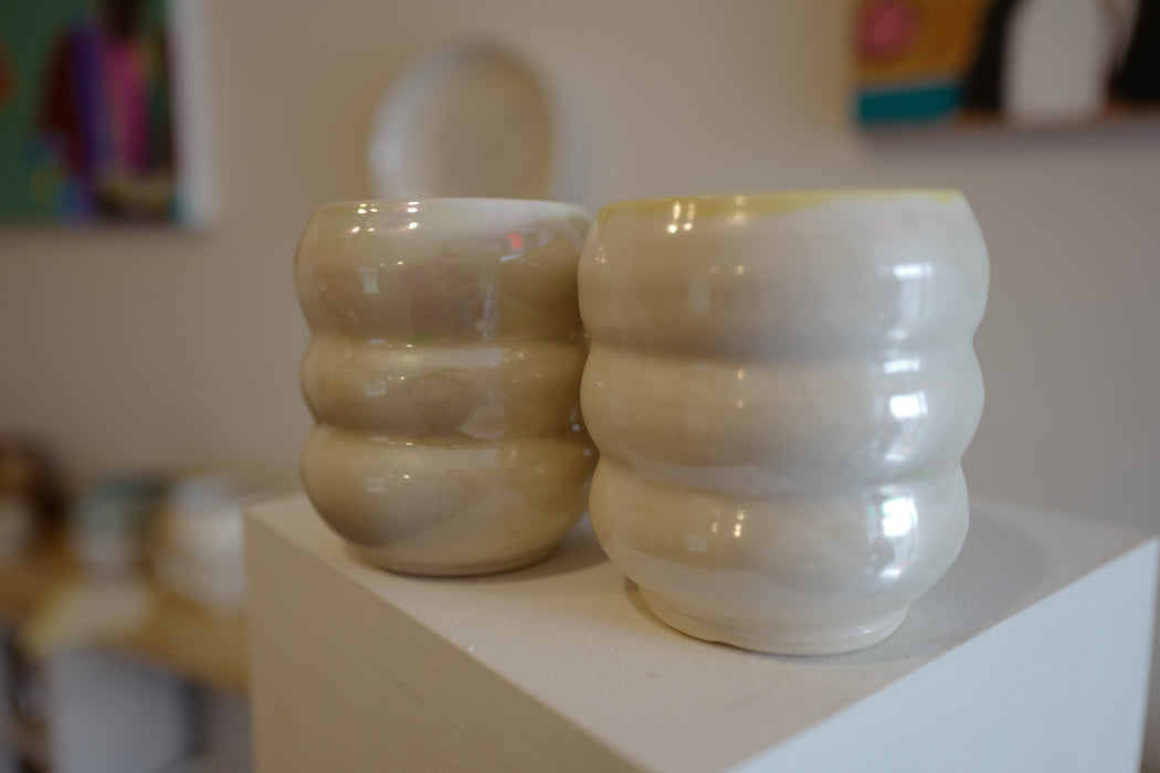 Mother of Pearl Porcelain Wine Tumblers, Yellow