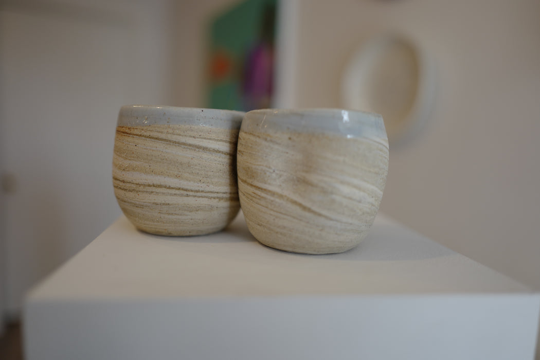 Ceramic wine tumblers, light blue/grey
