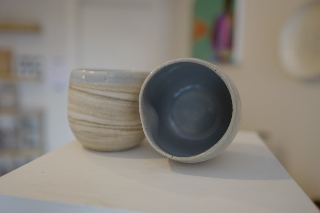 Ceramic wine tumblers, blue